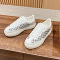 LOUIS VUITTON LV GROOVY SNEAKER IN WHITE DAMIER STRASS AND CALFSKIN