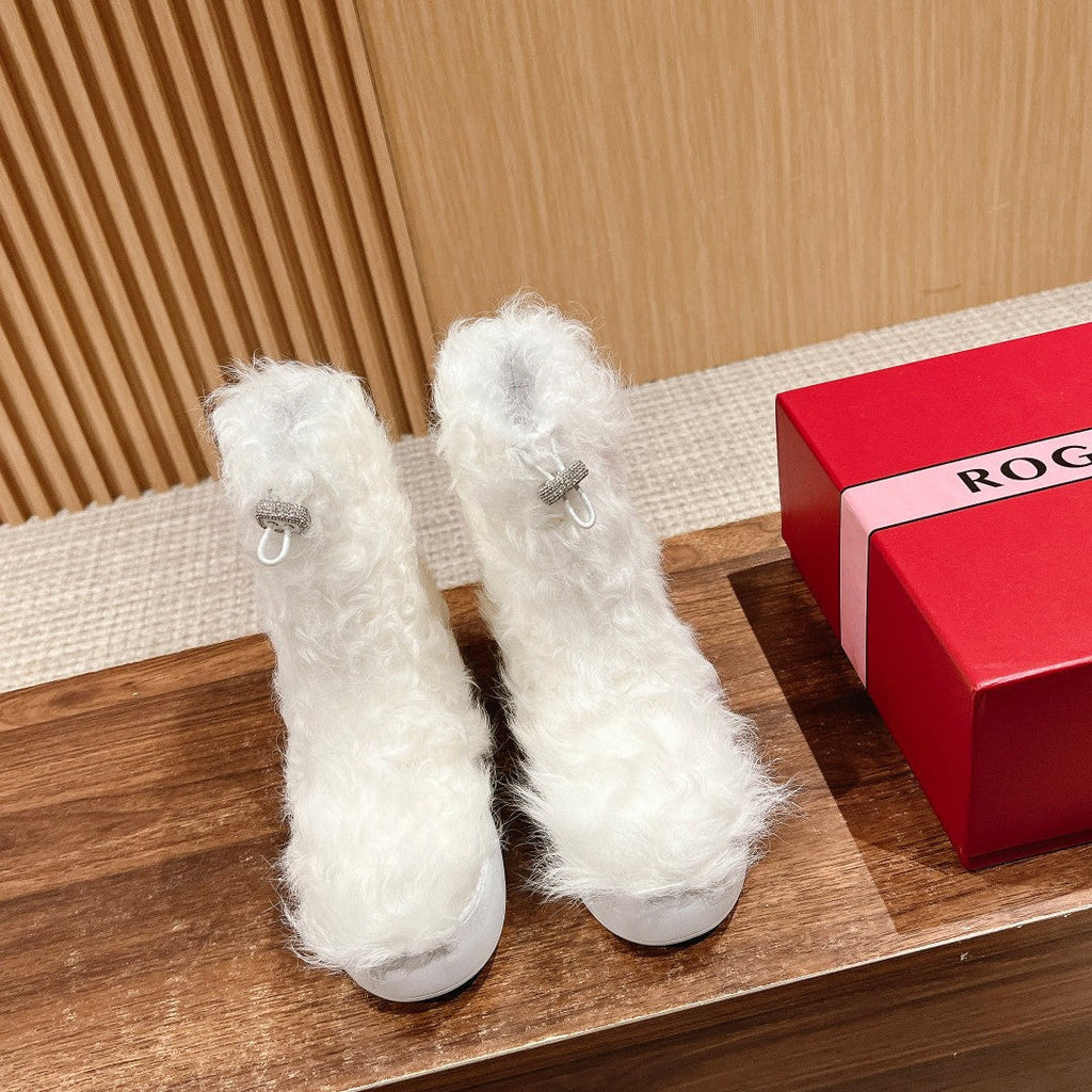 VIV' RANGERS SHEARLING ANKLE BOOT IN WHITE SHEEPSKIN