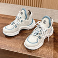 LOUIS VUITTON LV ARCHLIGHT SNEAKER IN WHITE MIX SKY BLUE EMBOSSED CALFSKIN
