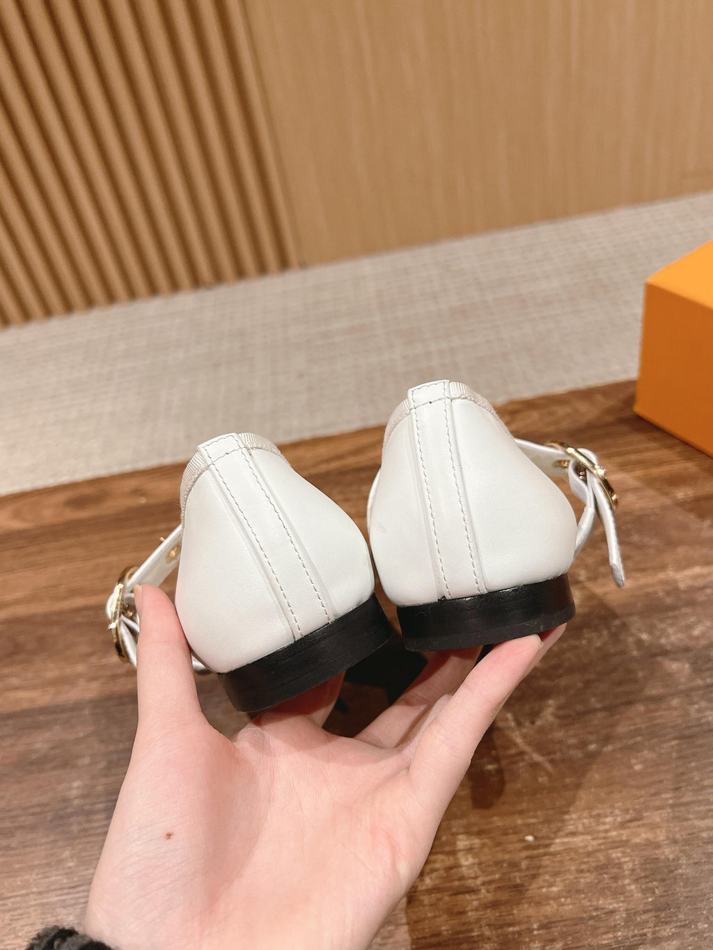 LOUIS VUITTON MARY JANE FLAT IN WHITE CALFSKIN