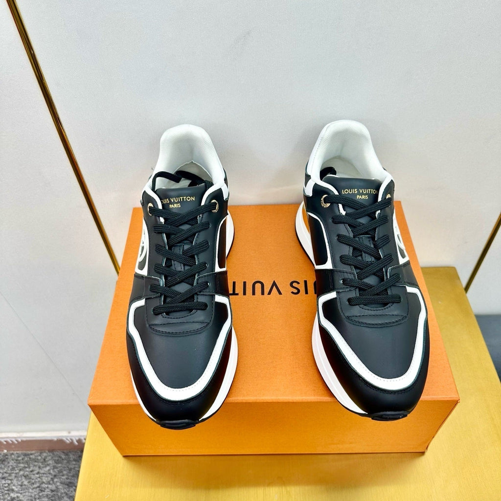 LOUIS VUITTON NEO RUN AWAY SNEAKER IN BLACK MIX WHITE CALFSKIN