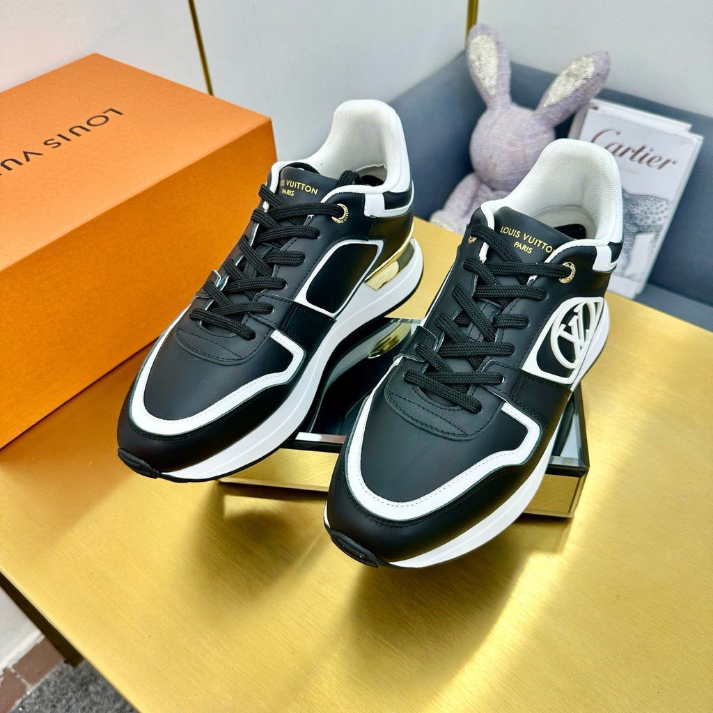 LOUIS VUITTON NEO RUN AWAY SNEAKER IN BLACK MIX WHITE CALFSKIN