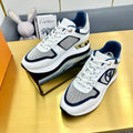 LOUIS VUITTON NEO RUN AWAY SNEAKER IN WHITE MIX NAVY BLUE CALFSKIN