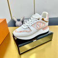 LOUIS VUITTON NEO RUN AWAY SNEAKER IN WHITE MIX PEACH PINK CALFSKIN