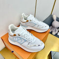 LOUIS VUITTON NEO RUN AWAY SNEAKER IN WHITE MIX SKY BLUE CALFSKIN