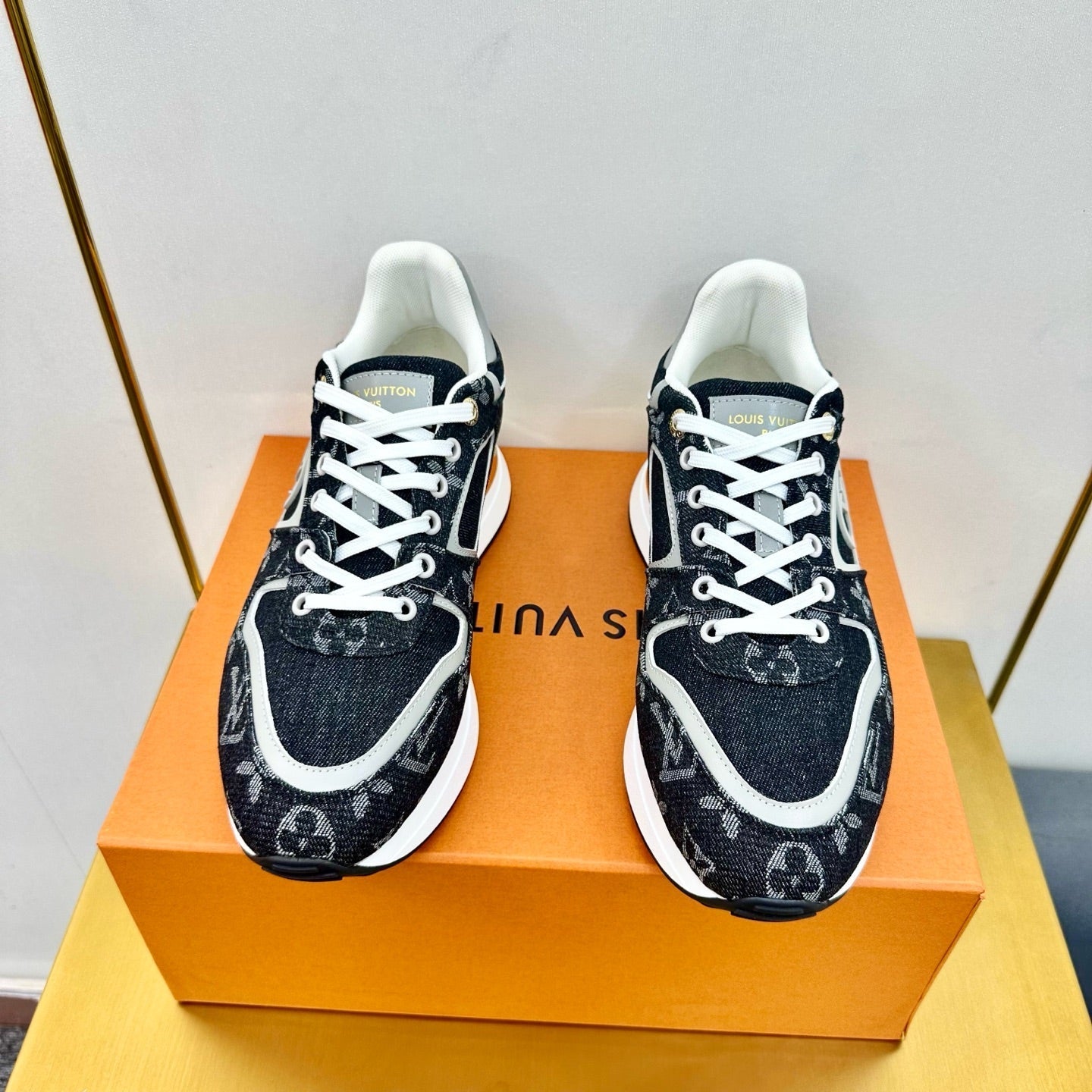 LOUIS VUITTON NEO RUN AWAY SNEAKER IN BLACK MONOGRAM DENIM FABRIC