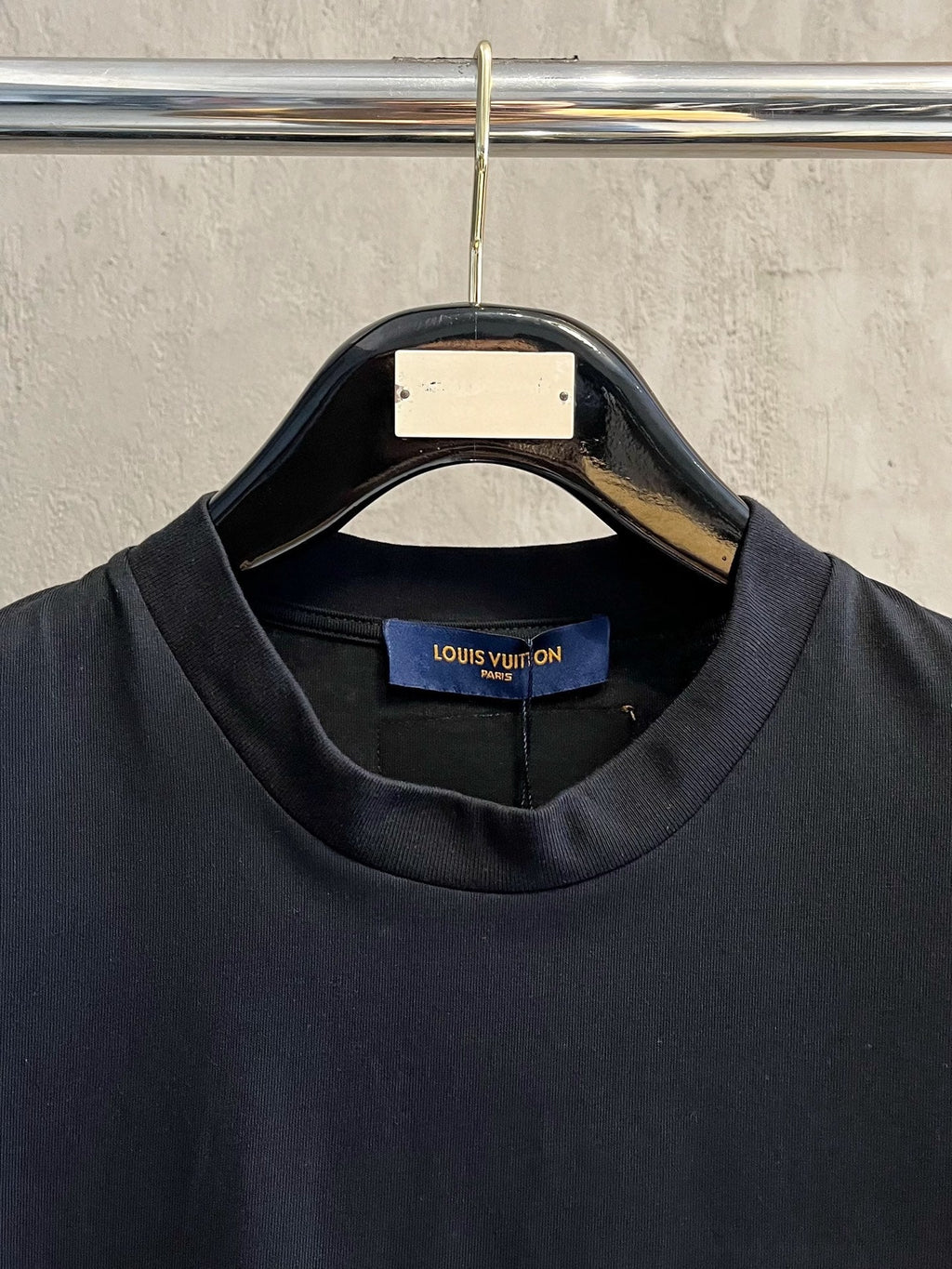 LOUIS VUITTON LV BLACK COTTON T-SHIRT EMBROIDERED LOGO 238862