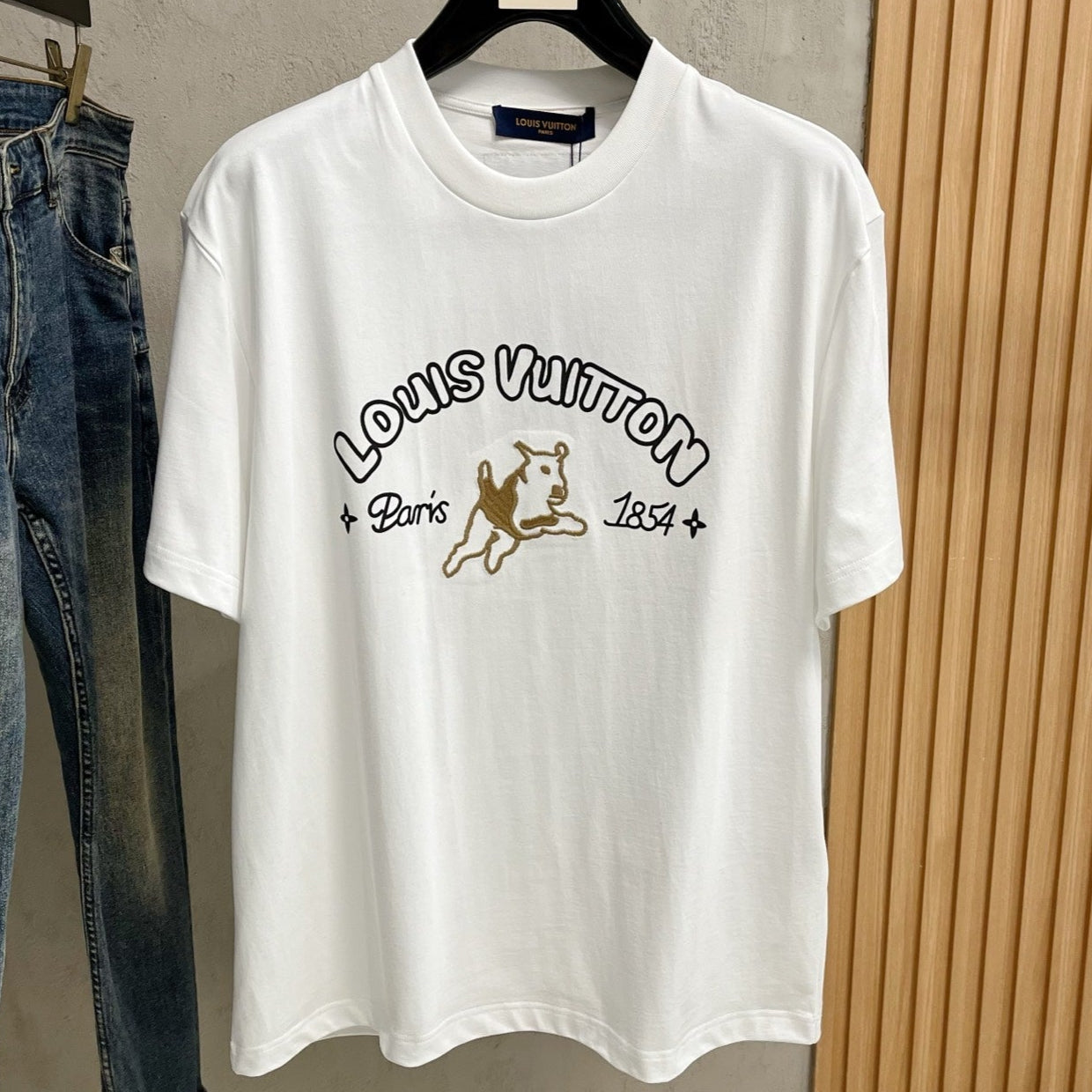 LOUIS VUITTON LV T-SHIRT IN WHITE COTTON LOGO PRINT 238865