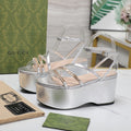 GUCCI WEDGE PLATFORM IN SILVER SHEEPSKIN