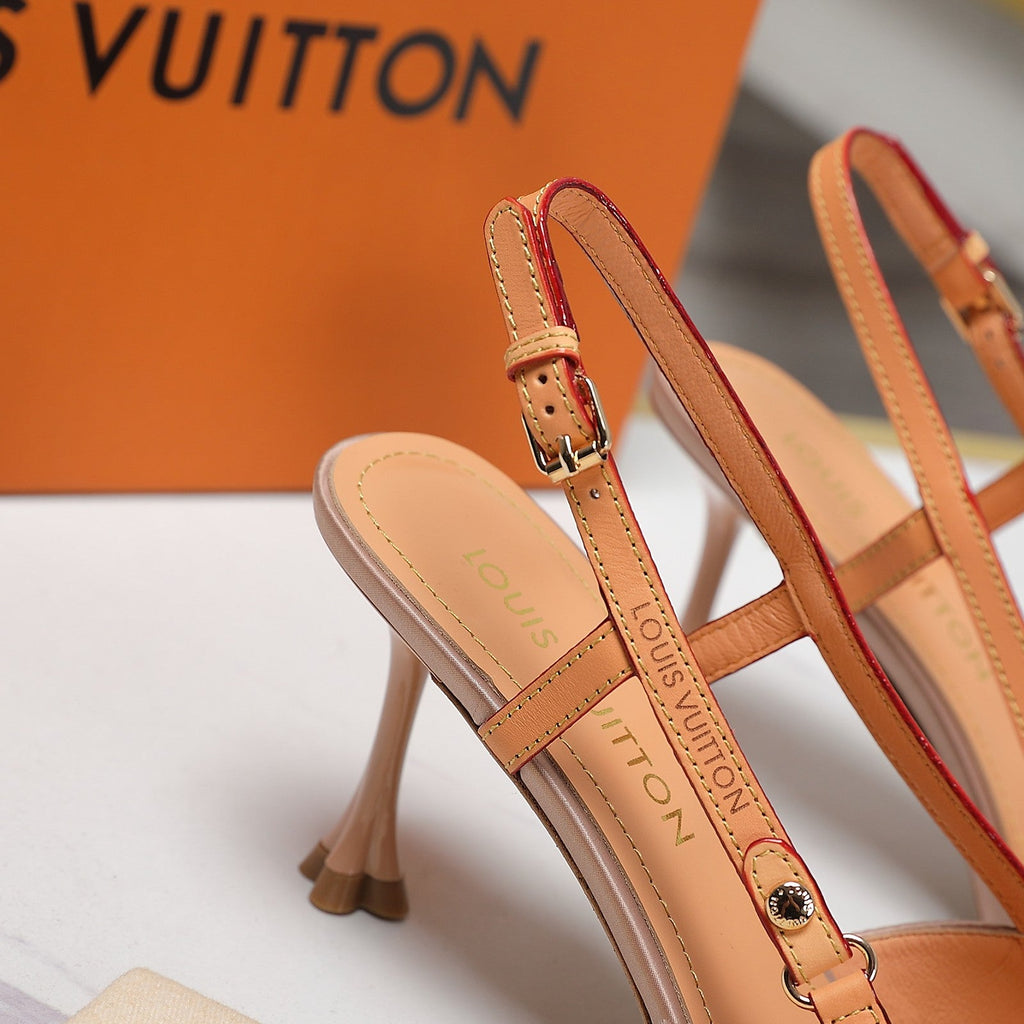 LOUIS VUITTON LV WOMEN BLOSSOM SLINGBACK PUMP IN NUDE BEIGE EMBROIDERED FABRIC