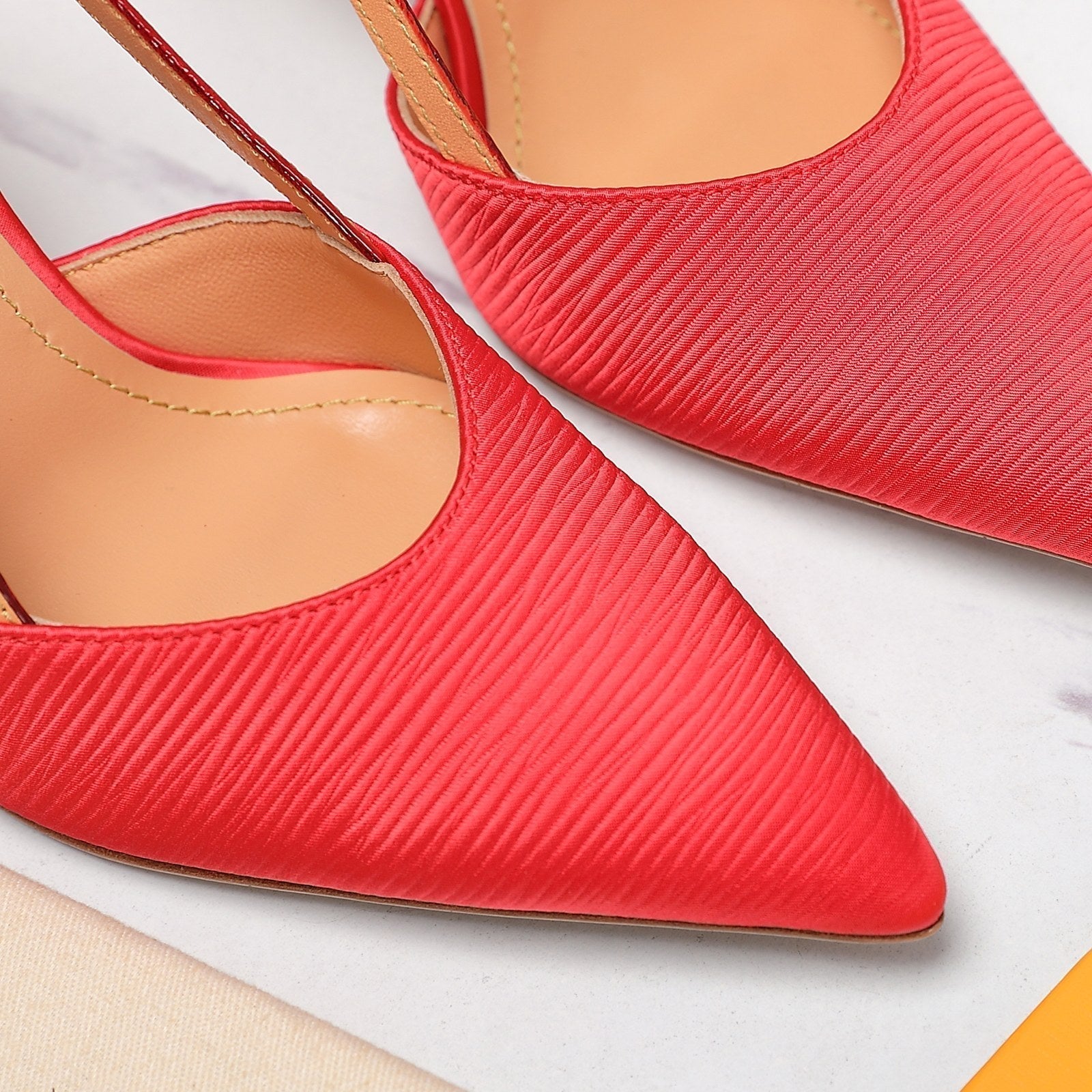 LOUIS VUITTON LV WOMEN BLOSSOM SLINGBACK PUMP IN CHERRY RED EMBROIDERED FABRIC