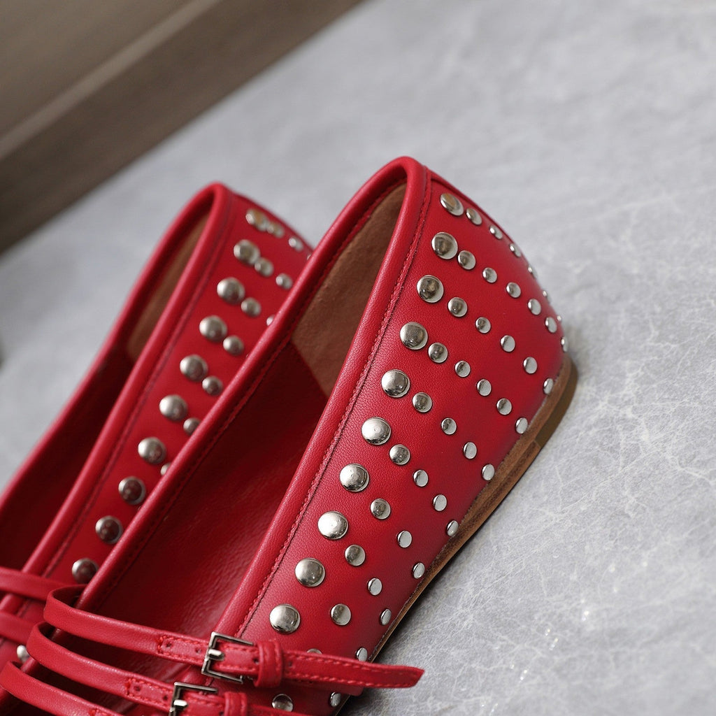 GUCCI HORSEBIT BALLET FLAT RED HORIZONTAL STRAPS LAMBSKIN