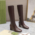 GUCCI HORSEBIT KNEE HIGH BOOTS IN DARK BROWN SHEEPSKIN