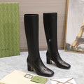 GUCCI HORSEBIT KNEE HIGH BOOTS IN BLACK SHEEPSKIN
