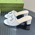 GUCCI MID-HEEL 5 CM MULE IN WHITE CALFSKIN