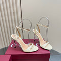 GUCCI STRAP HIGH BAMBOO-EFFECT HEEL SANDAL IN CREAM PATENT CALFSKIN