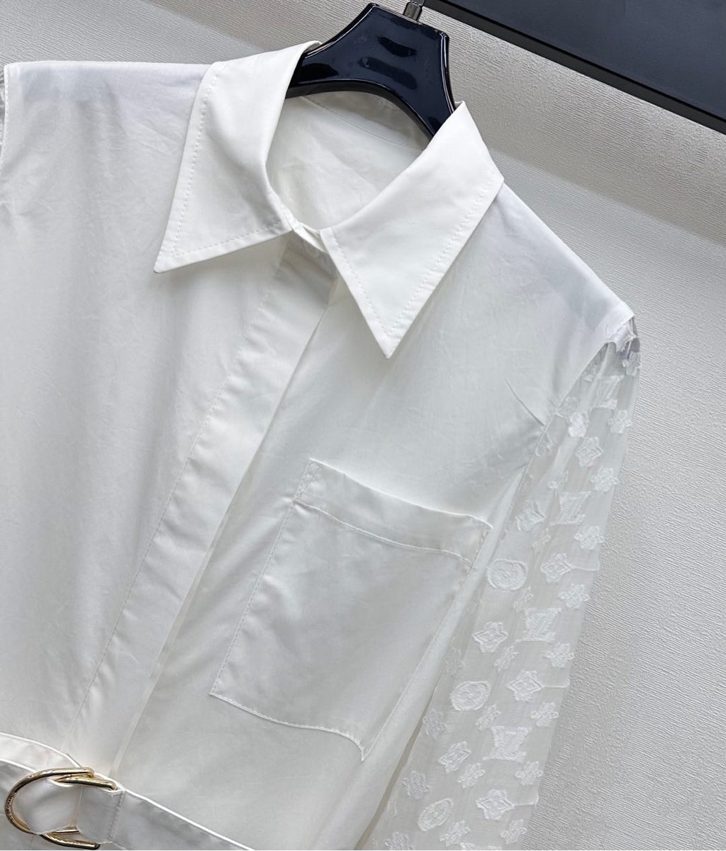 LOUIS VUITTON LV WHITE SHIRT DRESS WITH BELT 263740