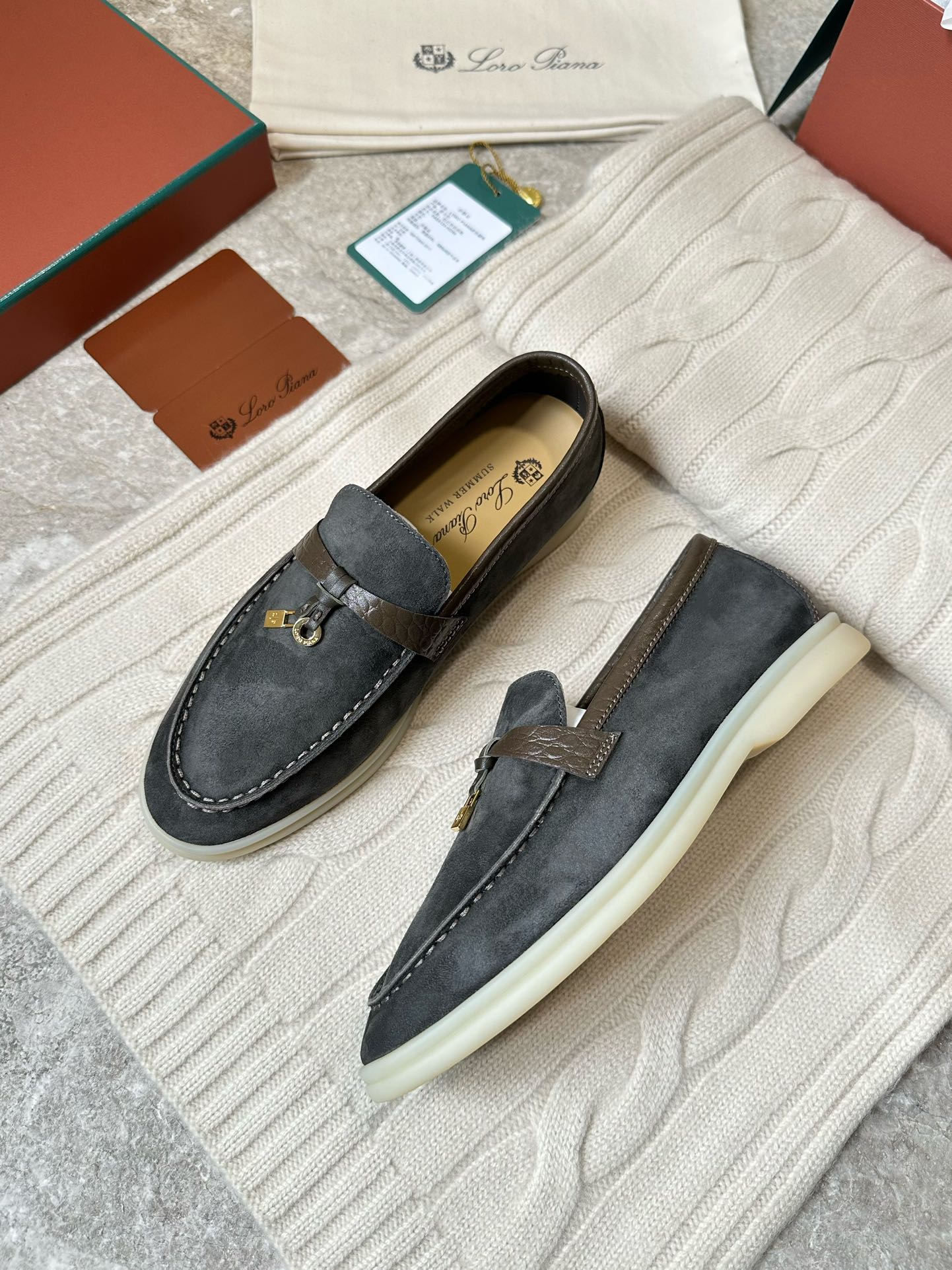 LP LOAFERS 25S IN DARK GREY SUEDE MIX LAMBSKIN