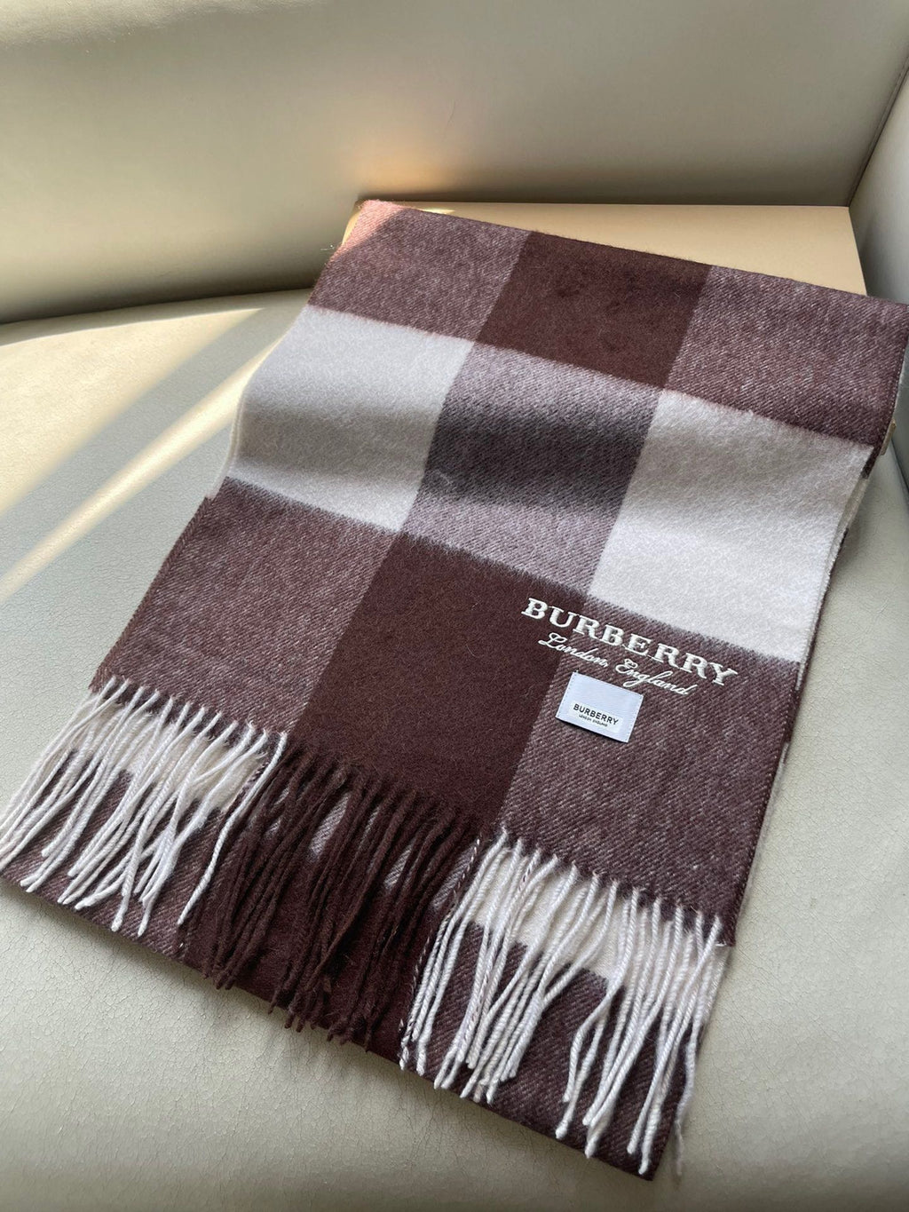 SCARF 180 CM IN CHESTNUT BROWN MIX WHITE CASHMERE 402221