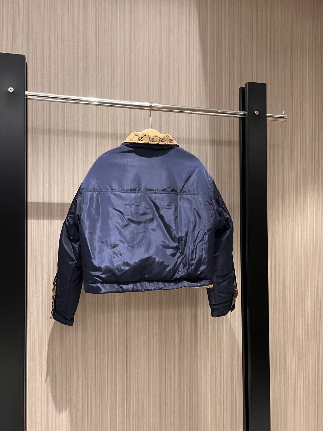 GUCCI Gucci Quilted Jacket Beige Blue Polyester Fiber