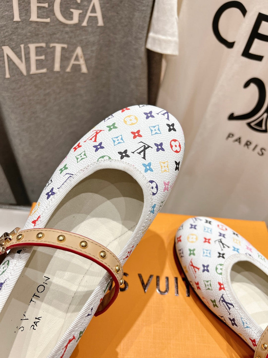 LOUIS VUITTON MARY JANE FLAT IN WHITE MONOGRAM CALFSKIN