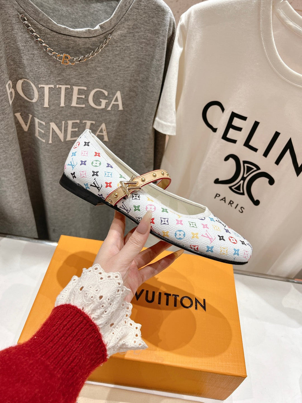 LOUIS VUITTON MARY JANE FLAT IN WHITE MONOGRAM CALFSKIN