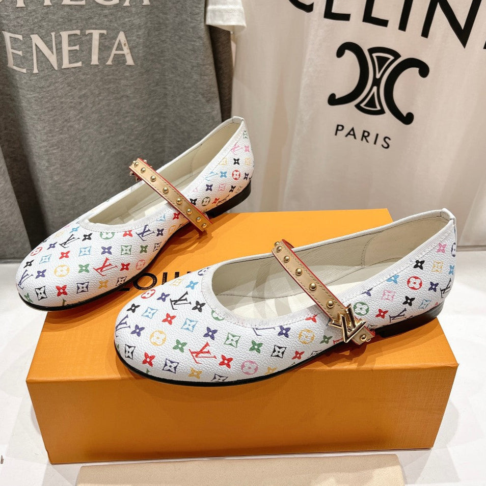 LOUIS VUITTON MARY JANE FLAT IN WHITE MONOGRAM CALFSKIN