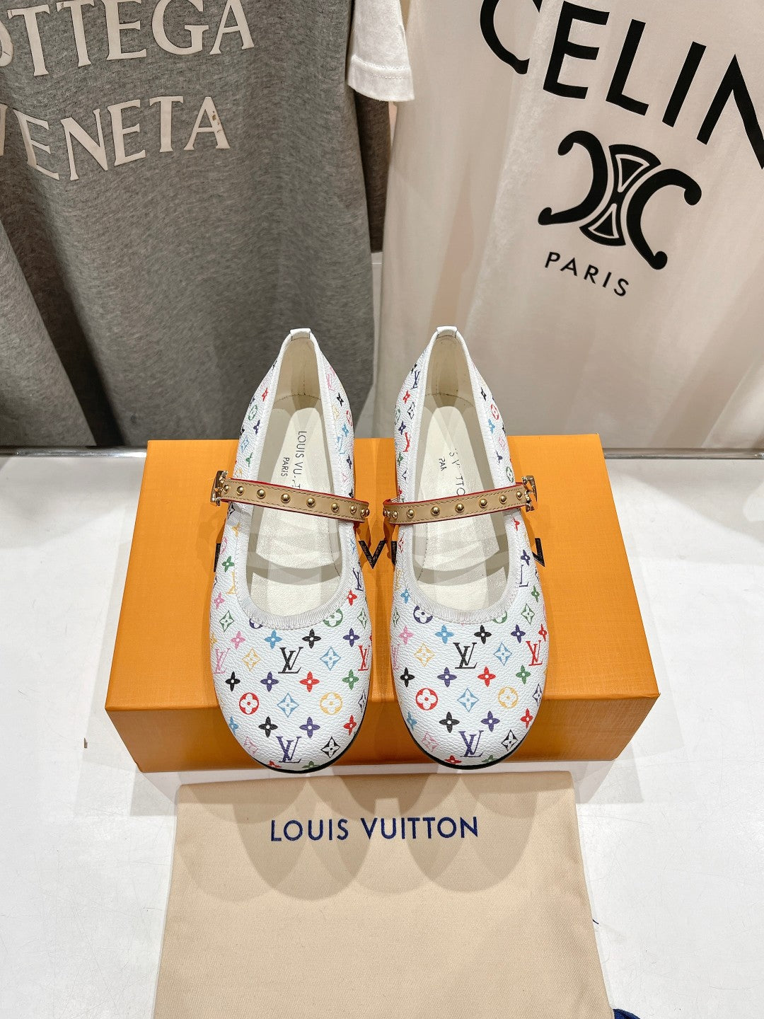 LOUIS VUITTON MARY JANE FLAT IN WHITE MONOGRAM CALFSKIN
