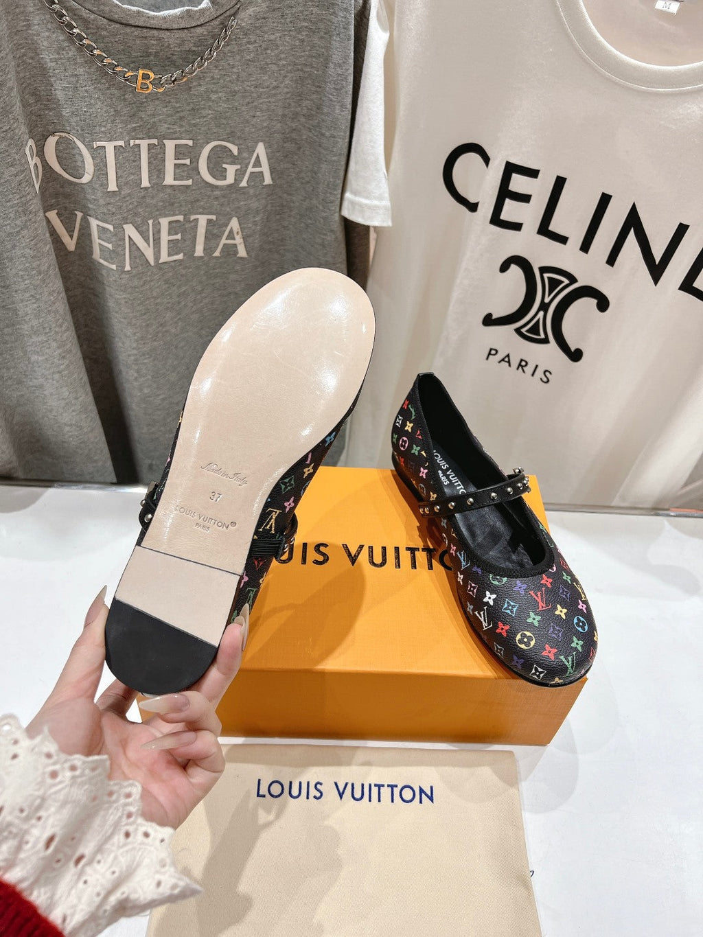 LOUIS VUITTON MARY JANE FLAT IN BLACK MONOGRAM CALFSKIN