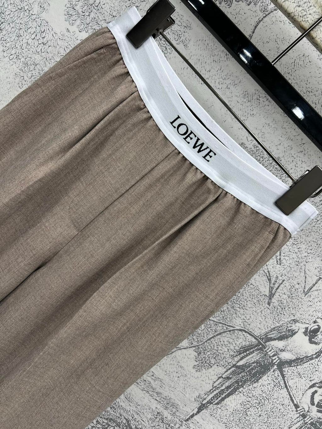 Loewe 25 Logo Ribbon Pants Ligth Brown Polyester Fiber