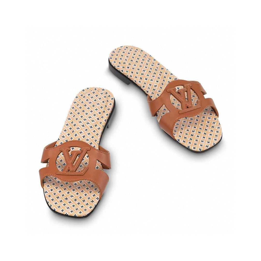 LOUIS VUITTON LV WOMEN ISOLA FLAT MULE IN CINNAMON BROWN SHEEPSKIN