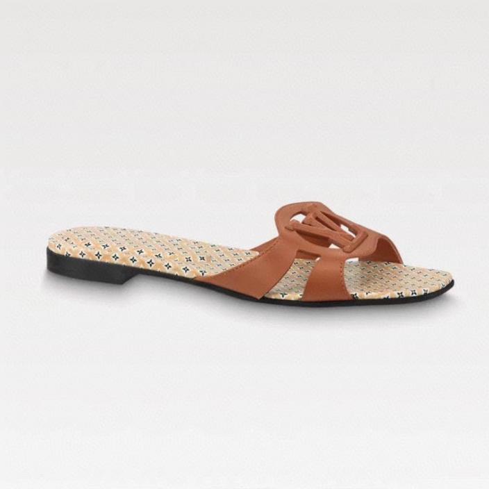 LOUIS VUITTON LV WOMEN ISOLA FLAT MULE IN CINNAMON BROWN SHEEPSKIN