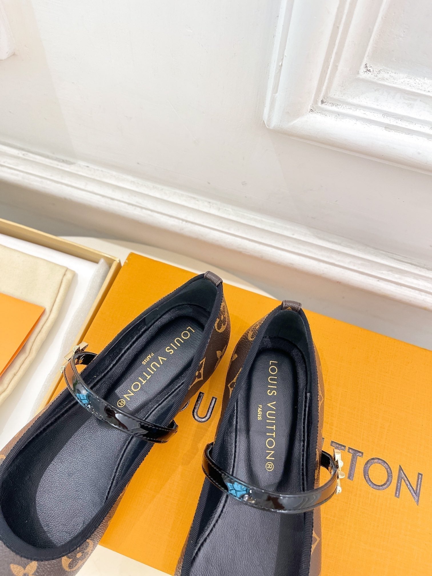 LOUIS VUITTON LV WOMEN ROMY FLAT BALLERINA IN CHOCOLATE BROWN MONOGRAM CALFSKIN