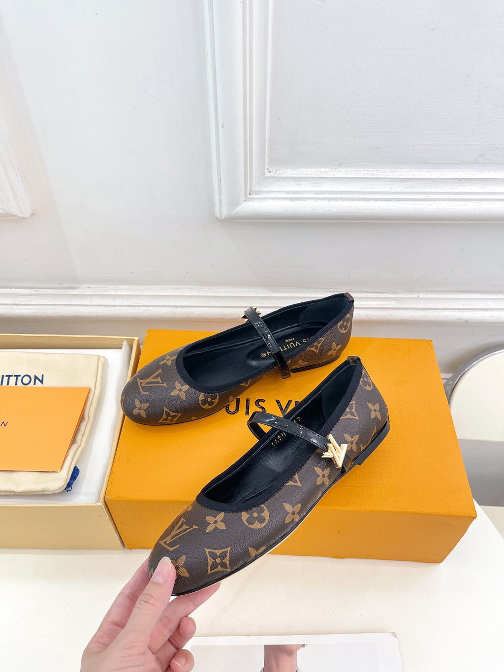 LOUIS VUITTON LV WOMEN ROMY FLAT BALLERINA IN CHOCOLATE BROWN MONOGRAM CALFSKIN