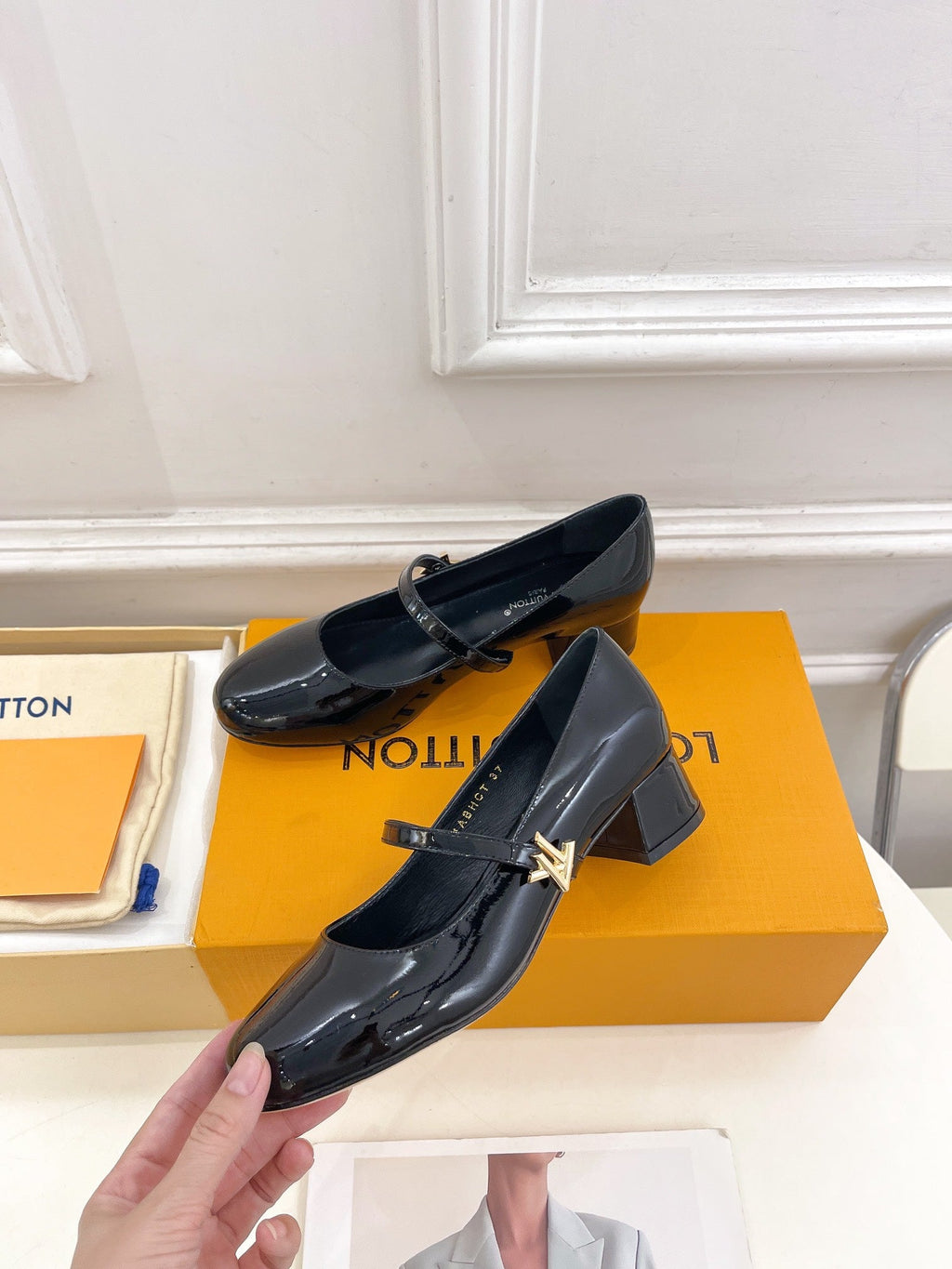 LOUIS VUITTON LV WOMEN ROMY HIGH BALLERINA IN GLOSSY BLACK LAMBSKIN