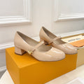 LOUIS VUITTON LV WOMEN ROMY HIGH BALLERINA IN GLOSSY BEIGE LAMBSKIN