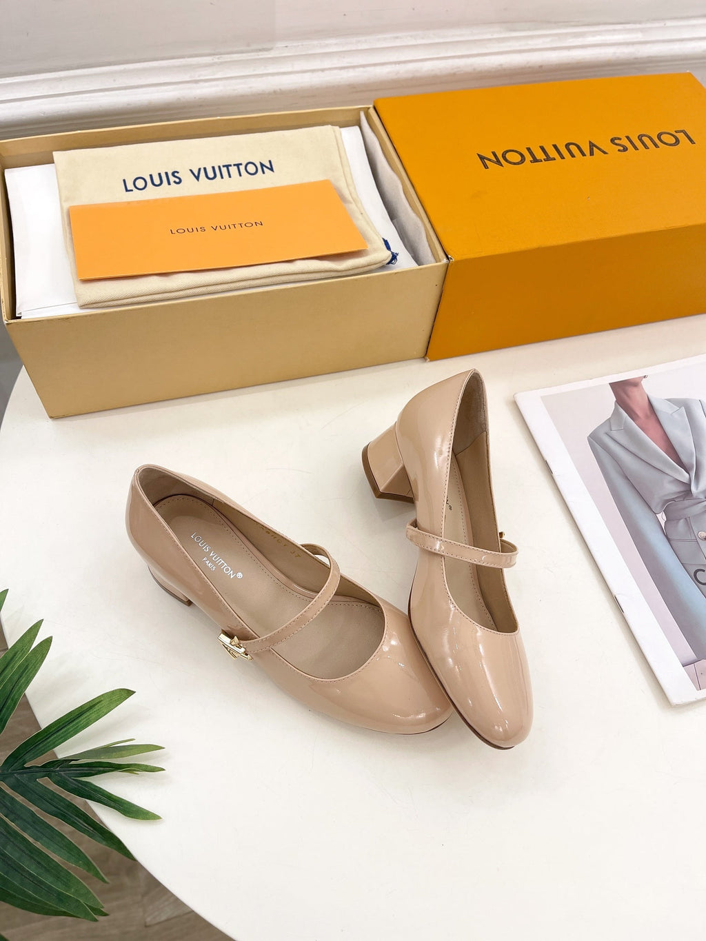 LOUIS VUITTON LV WOMEN ROMY HIGH BALLERINA IN GLOSSY BEIGE LAMBSKIN