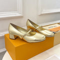 LOUIS VUITTON LV WOMEN ROMY HIGH BALLERINA IN GOLDEN METALLIC LAMBSKIN