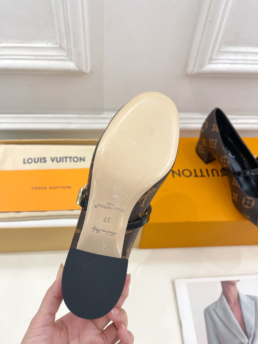 LOUIS VUITTON LV WOMEN ROMY HIGH BALLERINA IN CHOCOLATE BROWN MONOGRAM LAMBSKIN