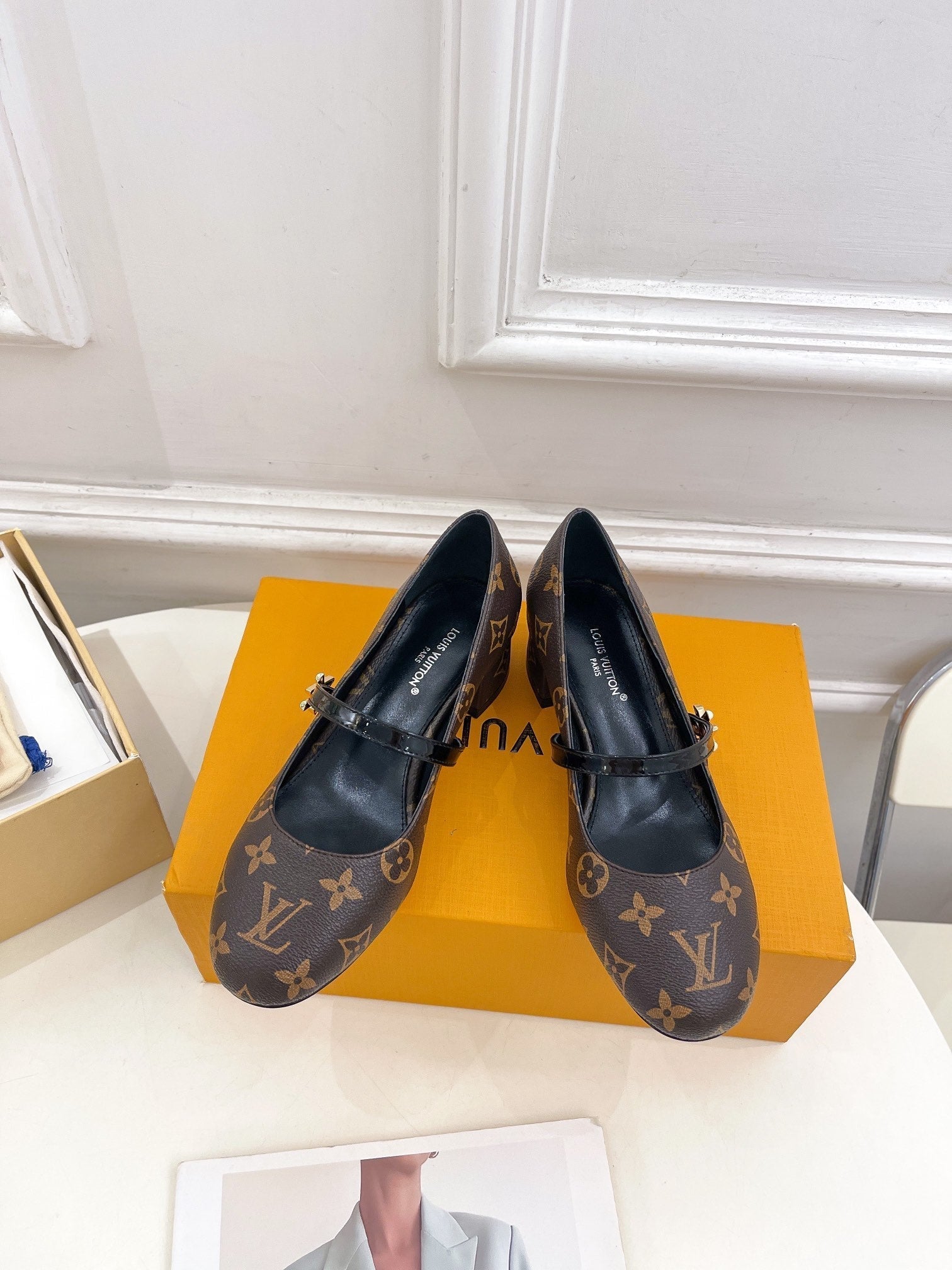 LOUIS VUITTON LV WOMEN ROMY HIGH BALLERINA IN CHOCOLATE BROWN MONOGRAM LAMBSKIN