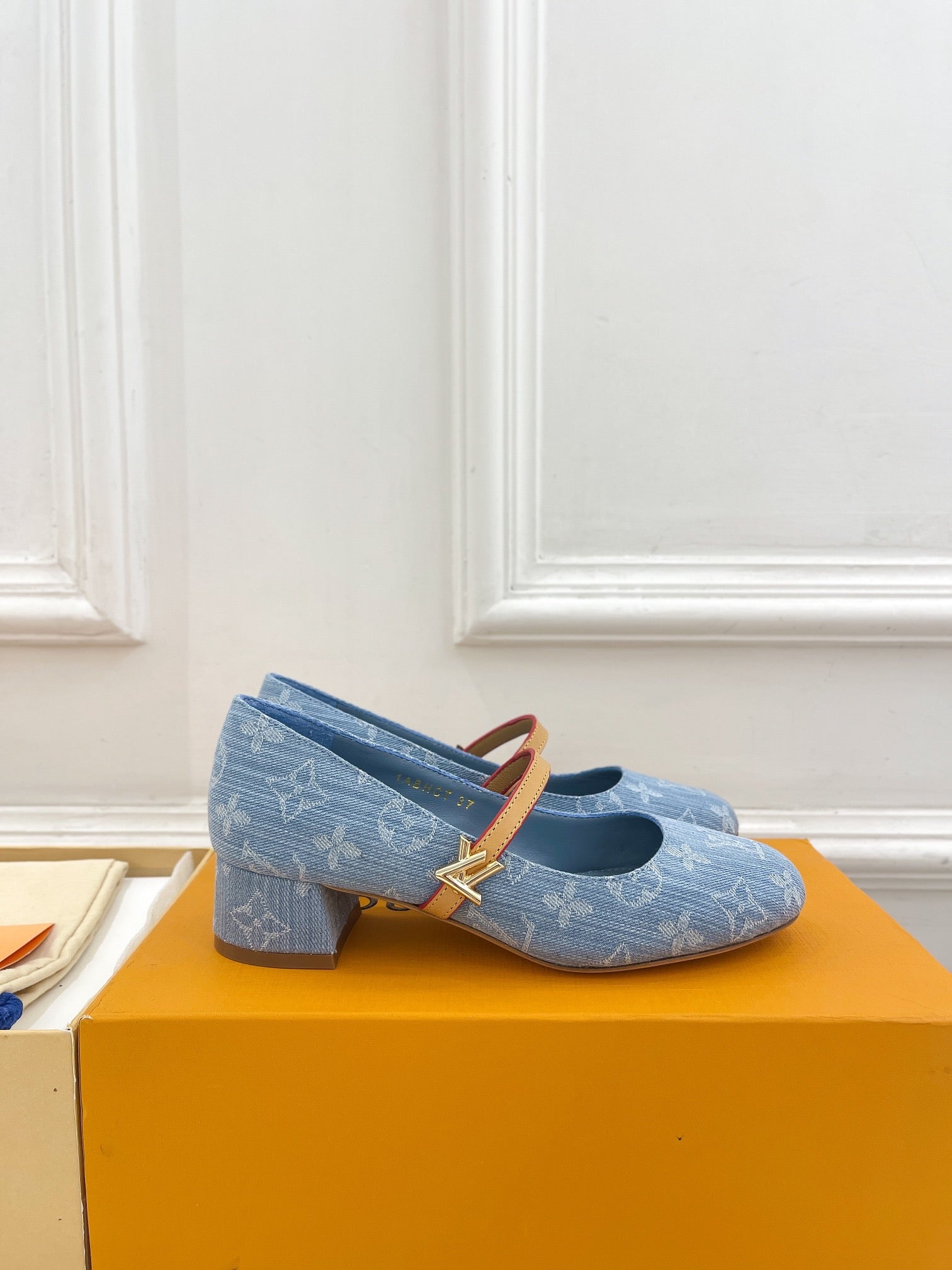 LOUIS VUITTON LV WOMEN ROMY HIGH BALLERINA IN LIGHT BLUE MONOGRAM DENIM