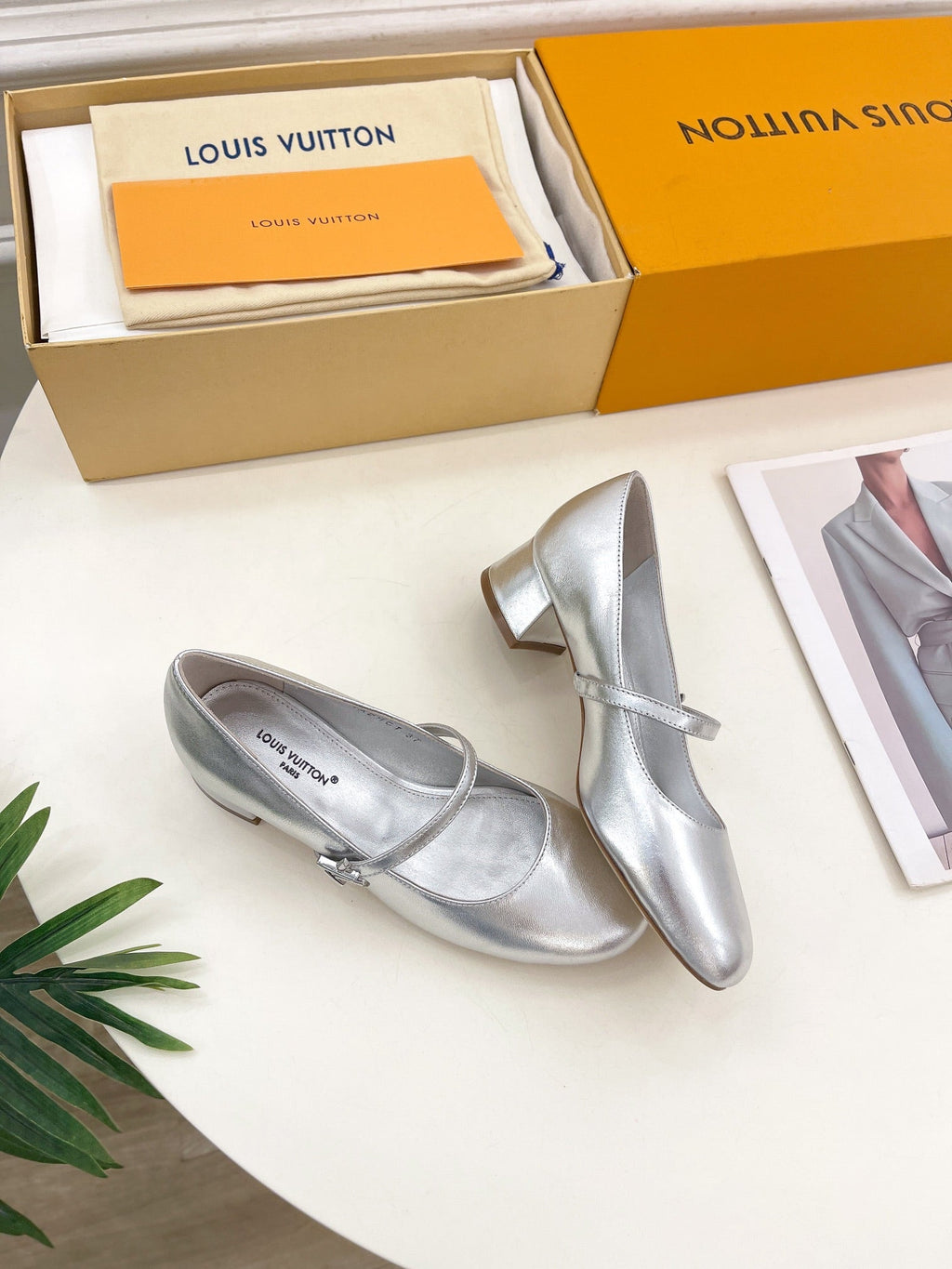 LOUIS VUITTON LV WOMEN ROMY HIGH BALLERINA IN SILVER METALLIC LAMBSKIN