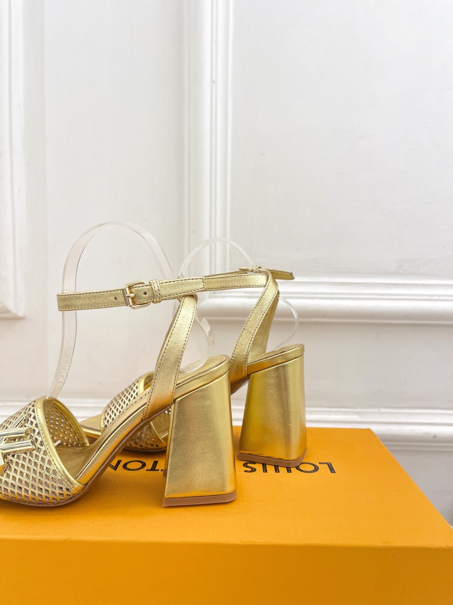LOUIS VUITTON LV WOMEN HIGH SANDAL IN GOLDEN CALFSKIN