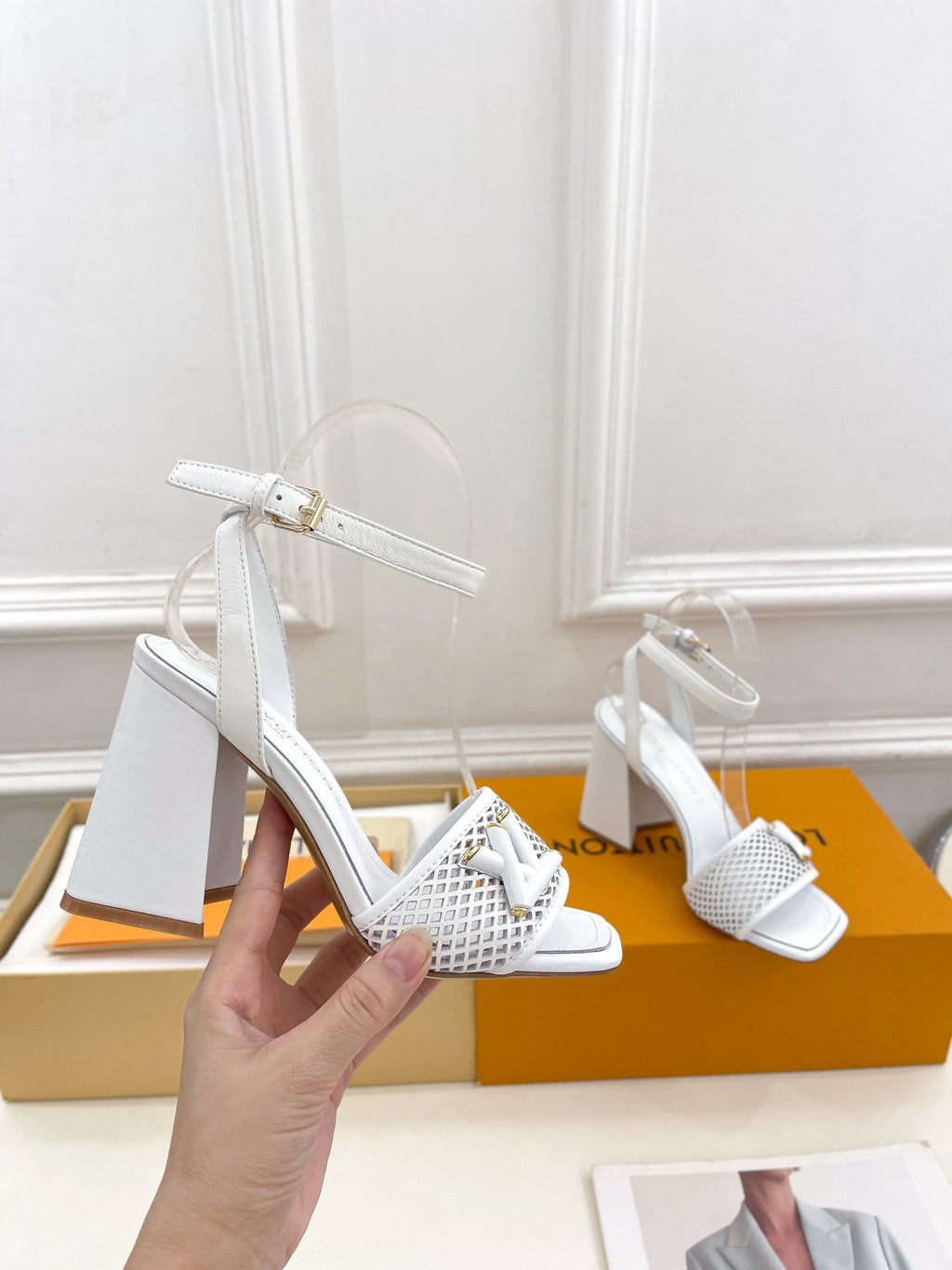 LOUIS VUITTON LV WOMEN HIGH SANDAL IN WHITE CALFSKIN