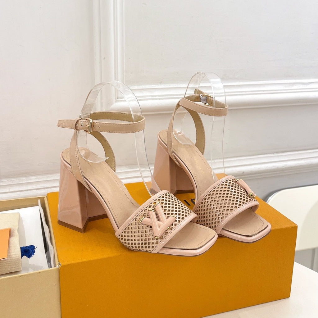 LOUIS VUITTON LV WOMEN HIGH SANDAL IN BEIGE CREAM CALFSKIN