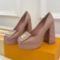 LOUIS VUITTON SHAKE MARY JANE HIGH HEEL 12 CM IN CREPE PINK CALFSKIN