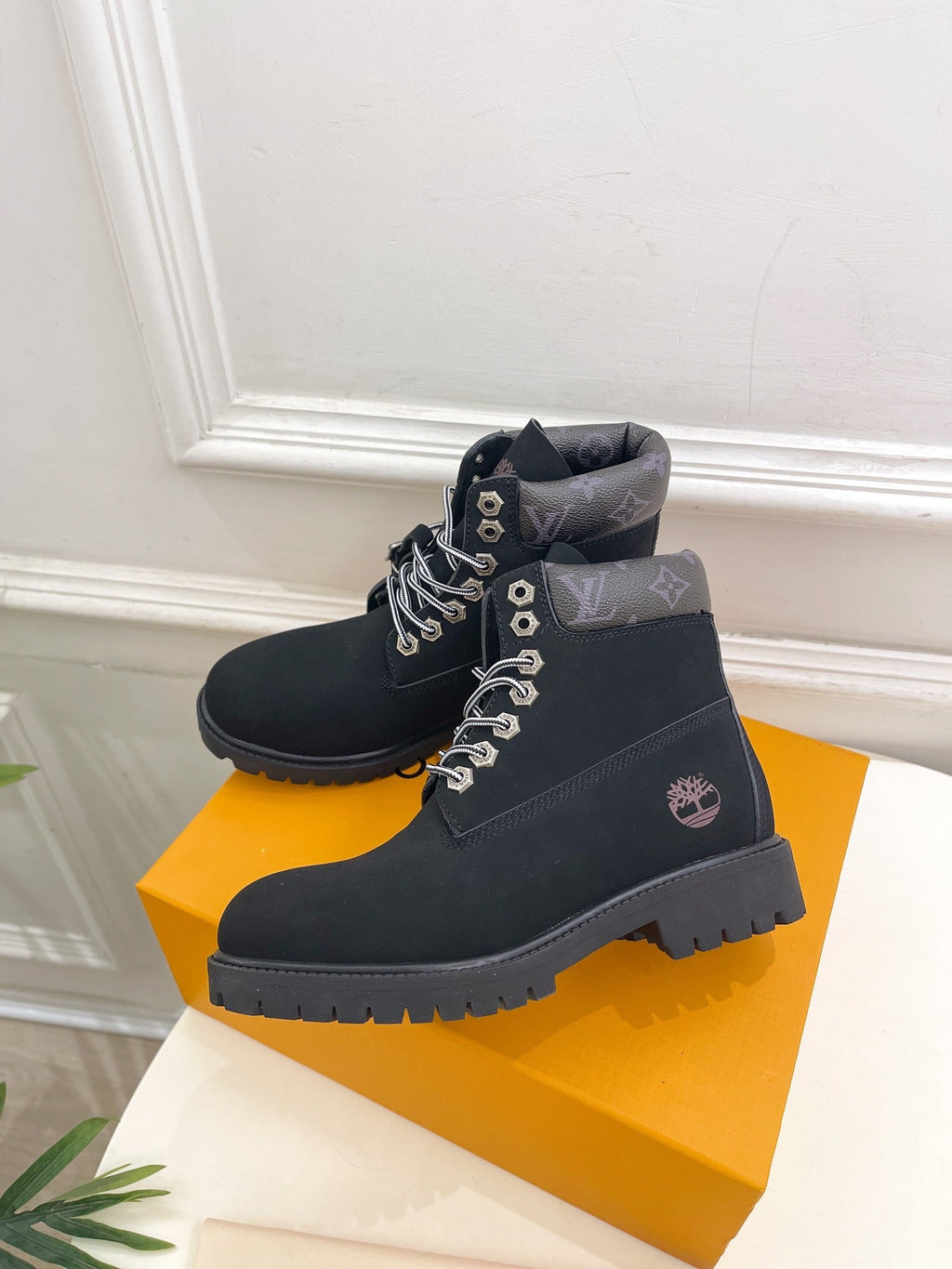 LOUIS VUITTON LV X TIMBERLAND MARTIN BOOT IN BLACK SUEDE