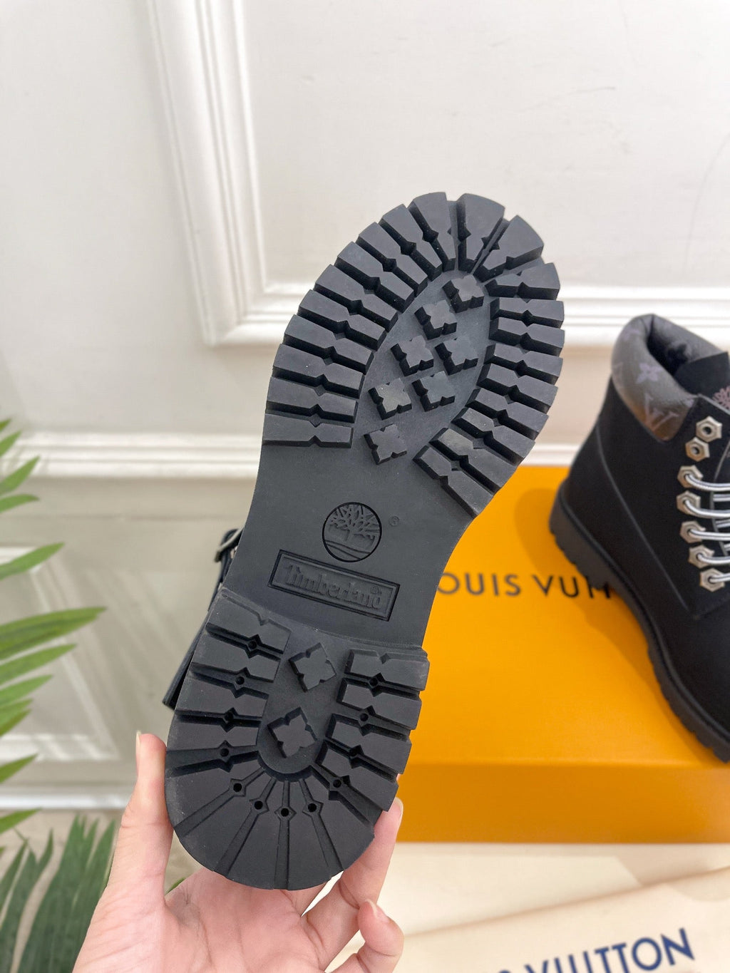LOUIS VUITTON LV X TIMBERLAND MARTIN BOOT IN BLACK SUEDE