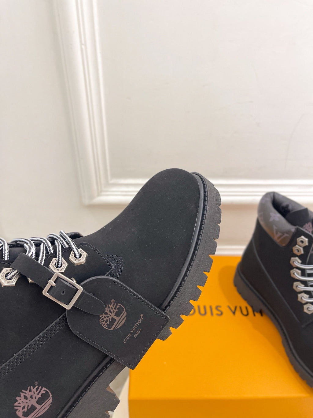 LOUIS VUITTON LV X TIMBERLAND MARTIN BOOT IN BLACK SUEDE