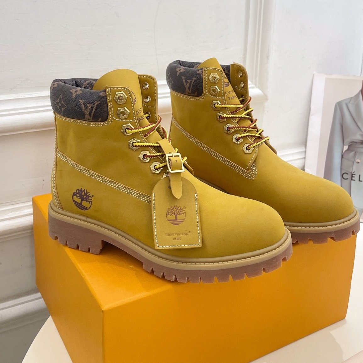 LOUIS VUITTON LV X TIMBERLAND MARTIN BOOT IN PEANUT BROWN SUEDE